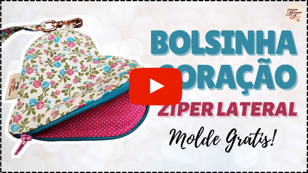 bolsinha coração com zíper lateral